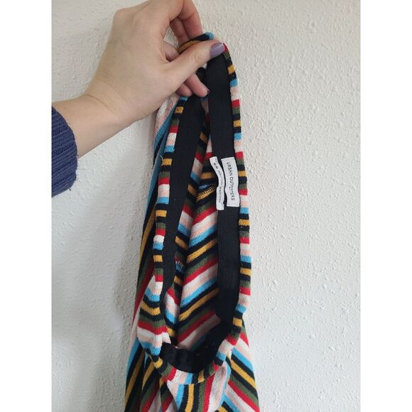 Urban Outfitters Retro Striped Crop Flare Wide Leg Stretch Pants MEDIUM Rainbow - Picture 5 of 9